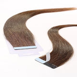 hair2heart 30x Tape In Echthaar Extensions 60cm, Farbe 4 Braun